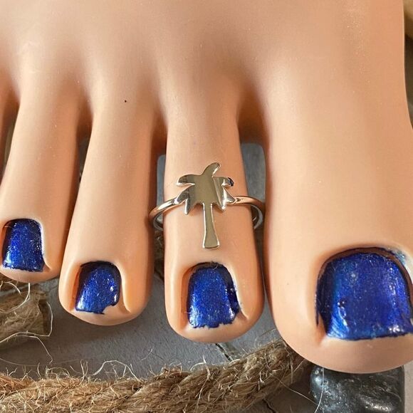Palm Tree Sterling Silver Toe Ring - Picture 2 of 4